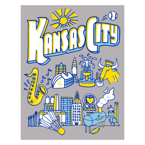 The KC Icons | Blue + Gold | 11inx14in Standard Print